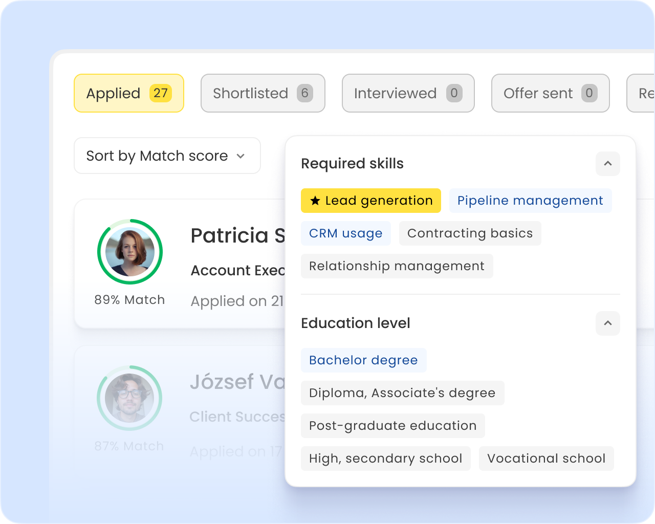 AI-powered matching that filters by skills, personality, and role fit—so you can skip the manual sorting.